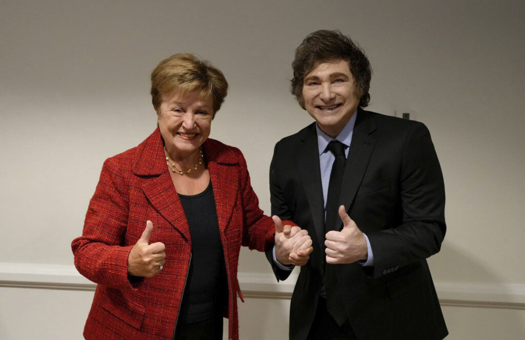 Kristalina Georgieva y Javier Milei . Foto NA