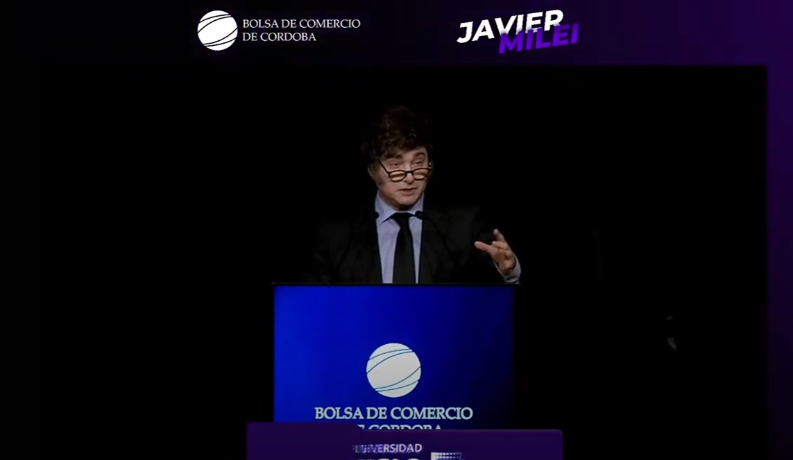 Javier Milei habló en la Bolsa de Comercio de Córdoba