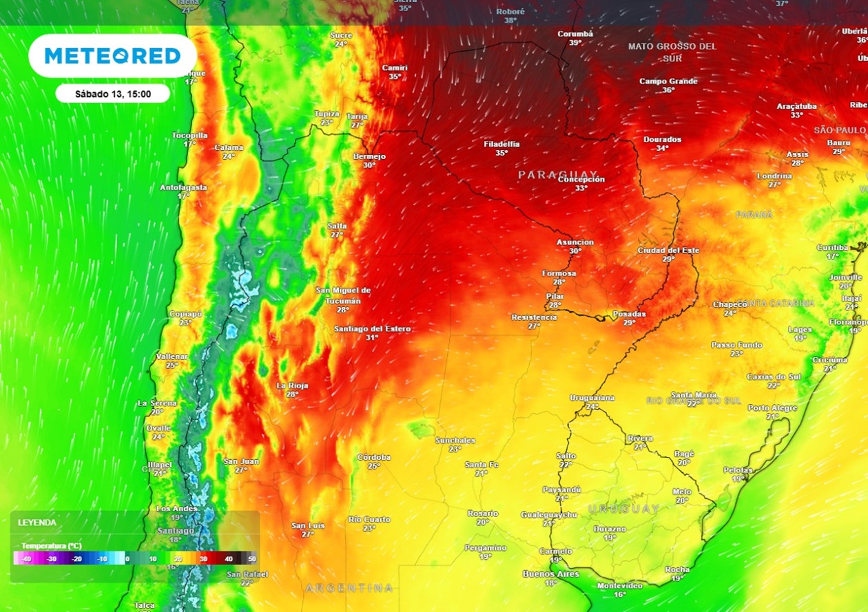 Mapa de argentina con las olas de calor