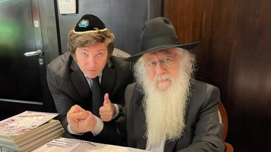 Milei recibió la bendición de un rabino.