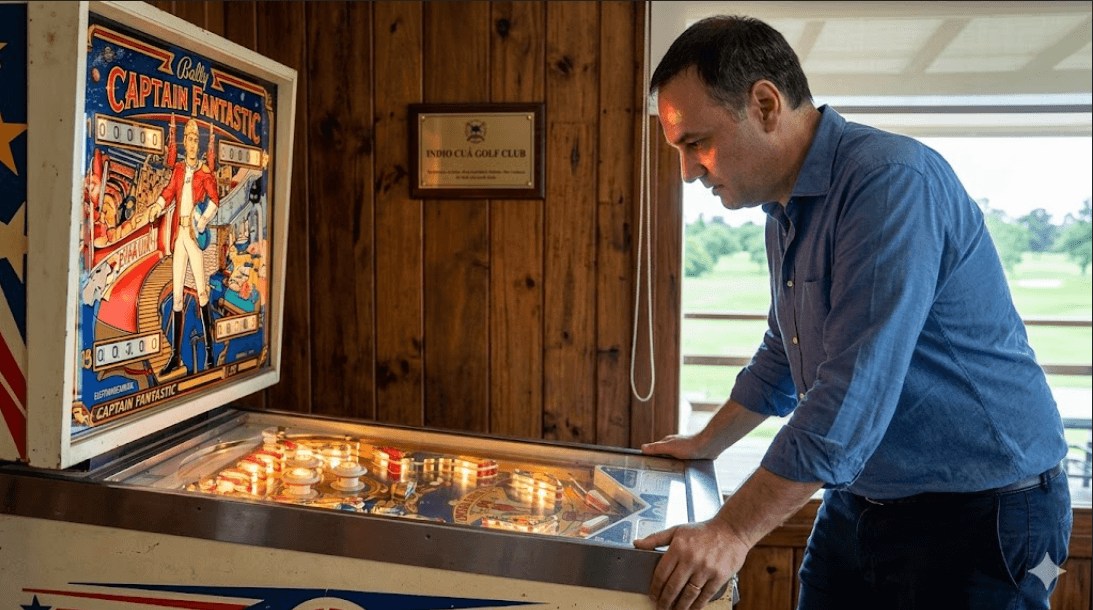 Manuel Adorni jugando al Flipper (imagen ilustrativa con IA)