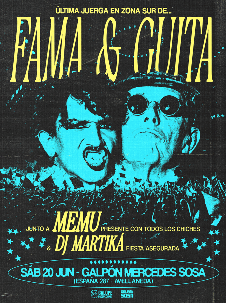 Flyer de la fecha de Fama y Guita en Avellaneda