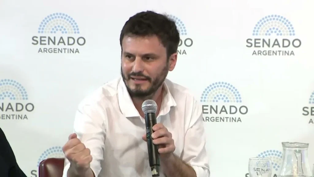 Santiago Stura de Fundación Faro, exponiendo sobre la problemática en el Senado
