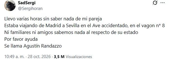 Sergi su pareja, como demas personas cercanas, han utilizado sus redes sociales para poder recibir información.